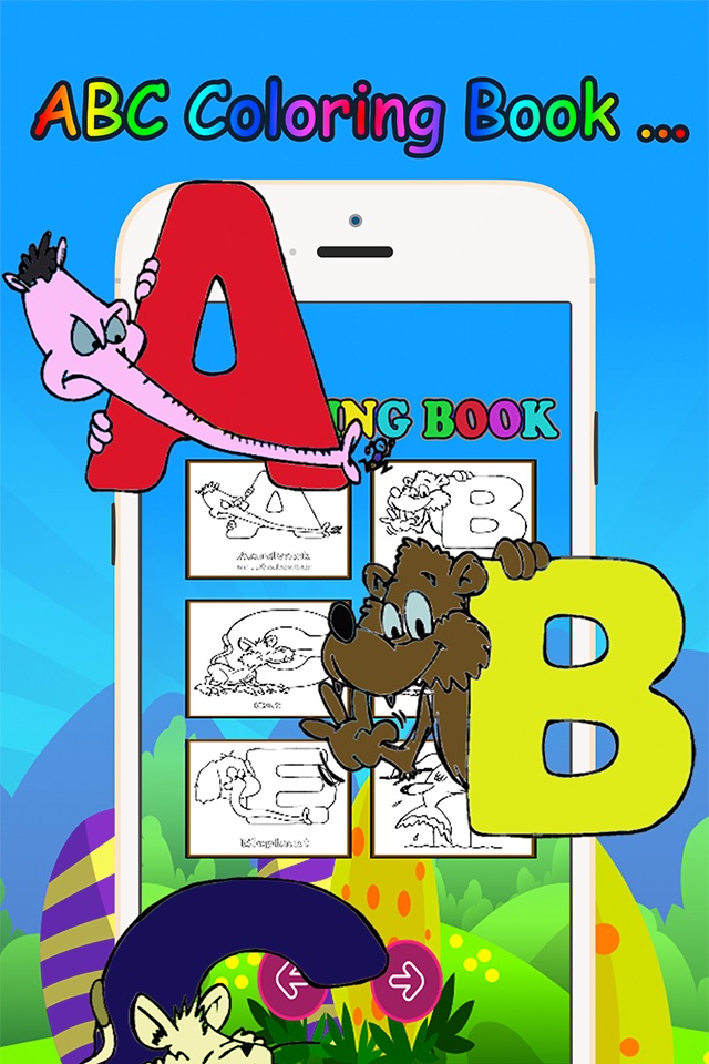Kids ABC animals Cartoon words Coloring book page screenshot 2