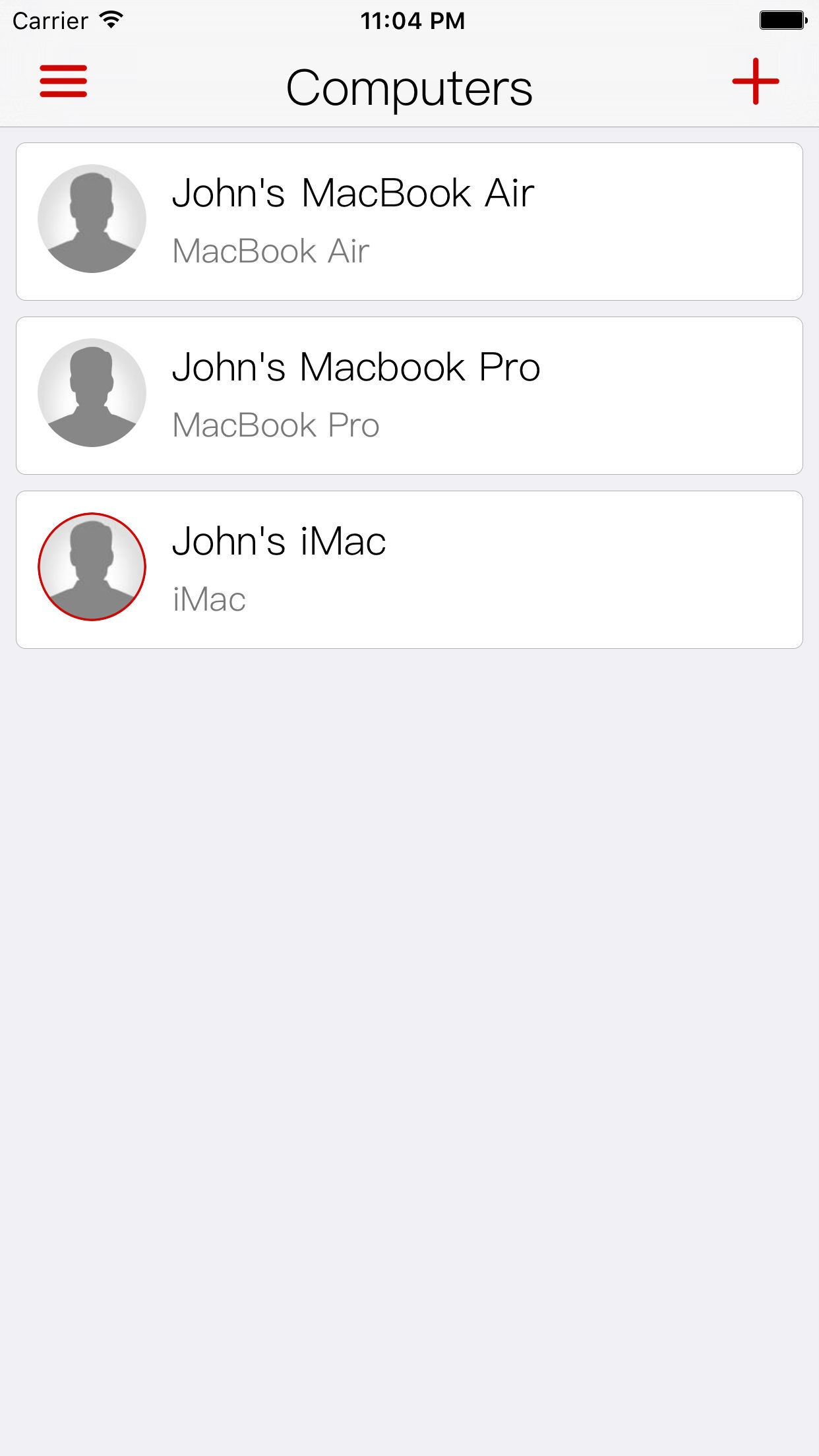 Screenshot do app FingerKey