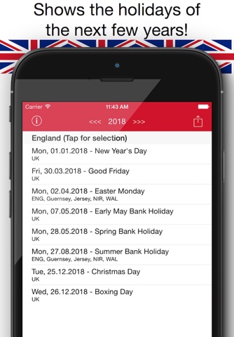 Holiday Calendar United Kingdom 2016 Pro - National and local bank holidays screenshot 3