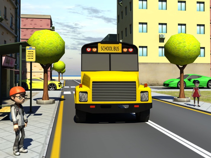 kids school bus parking 3d
