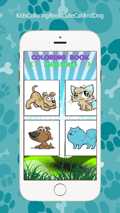 Kids Coloring Book Cute Cat And Dog