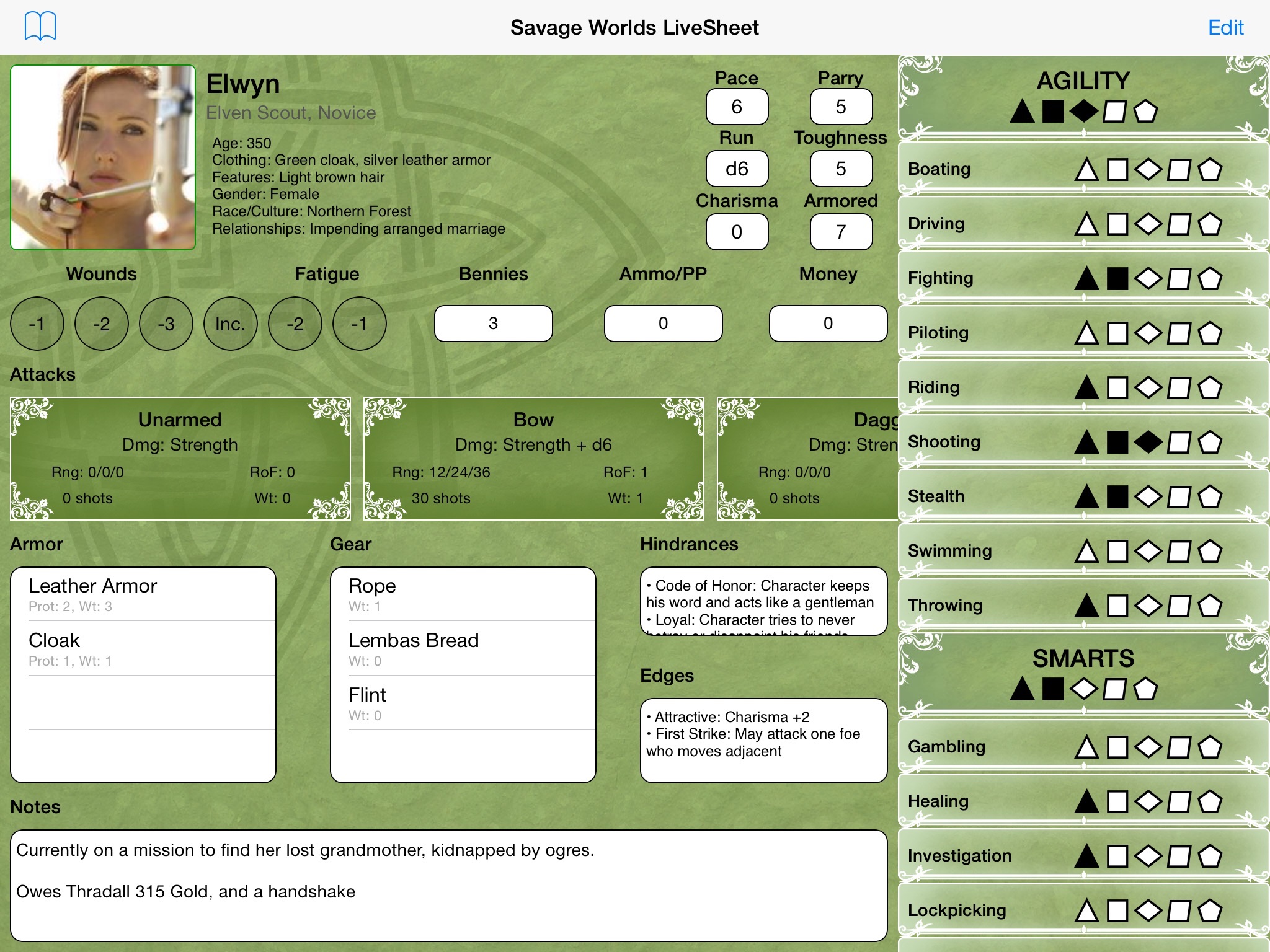 Savage Worlds LiveSheet screenshot 2