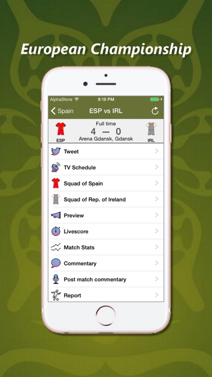 European Championship Scores Standing Video of Goals Lineups Scorers Teams screenshot-4