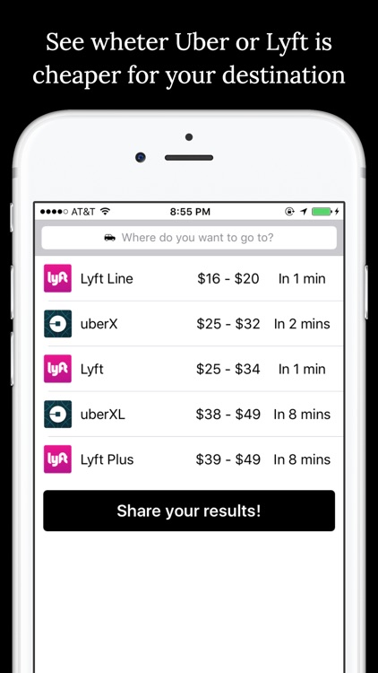 Check Price for Uber and Lyft