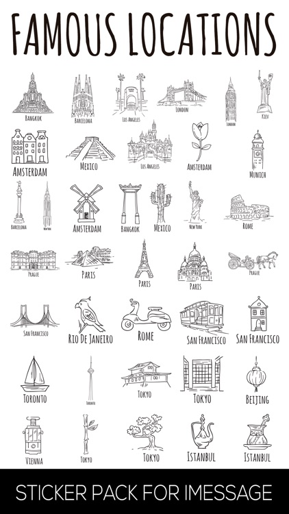 Famous Locations Stickers - Monuments and places