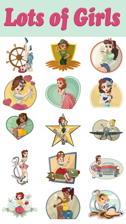 Pin Up Girl Sticker: Retro women, cars & warplanes