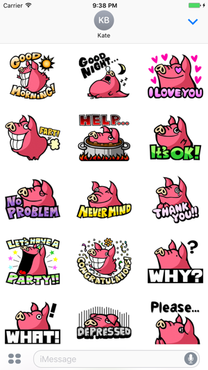 Pinky Pig - Cute stickers for iMessage