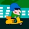 This game recreates the struggle of a motorcyclist that tries to deliver packages in a congested city filled with traffic jams, constructions on the roads, riots and tramps