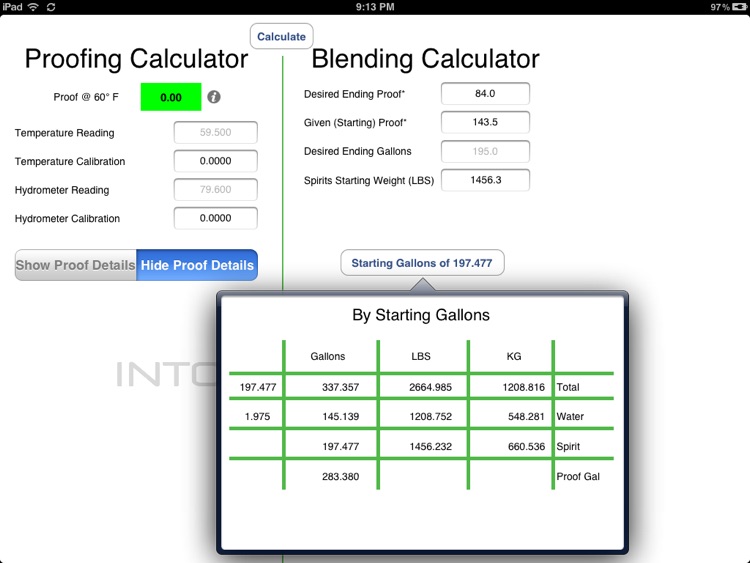 Spirits Gauging Calculator for iPad