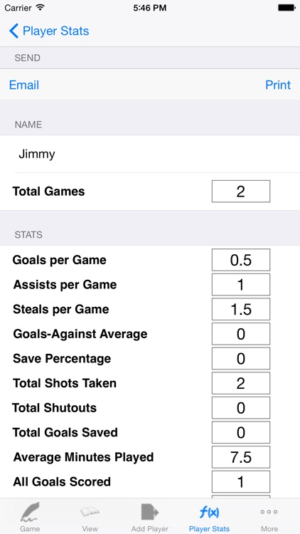 Soccer Player Tracker, Stats Logbook & Game Notes