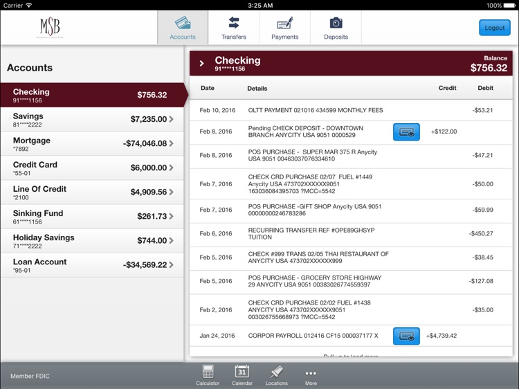 MSB Mobile Banking for iPad