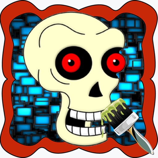 Skull Family Cartoon Coloring Version Icon