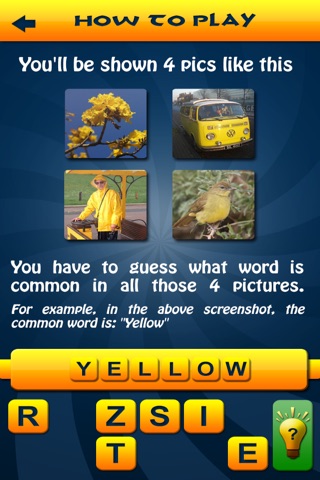 Pics & Guess Word - Cool brain teaser and mind addicting one word four picture puzzle game screenshot 2