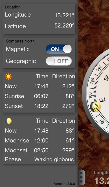 Sun & Moon Compass for iPad, iPhone and iPod Touch