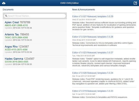 Скриншот из OCIMF OVID VIQ Editor