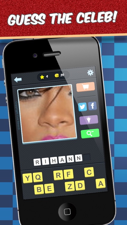 Zoomed in Celebrities Quiz - The best free word game to guess famous movie and tv celebrity photos