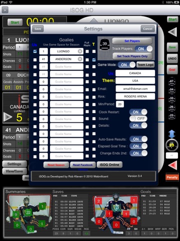 iSOG HD PRO Goalie & Player Stats Utility screenshot 2
