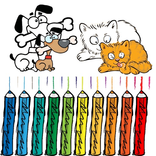 Cat and Dog Coloring Book Kid