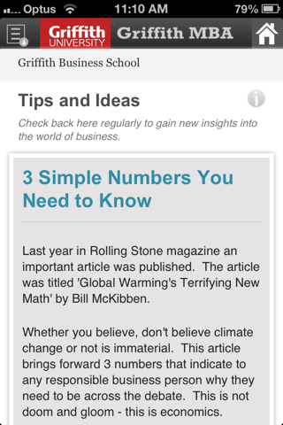 Griffith MBA screenshot 2