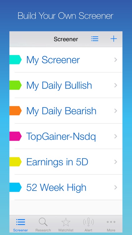 ScreenerPro: Find Your Own Stock Picks by Screening the Market with Customized Fundamental and Technical Patterns and Filters; Research and Monitor Your Pick with Real-Time Quote, Chart Reading, and Price Alert Push Notification; Cloud Sync Supported