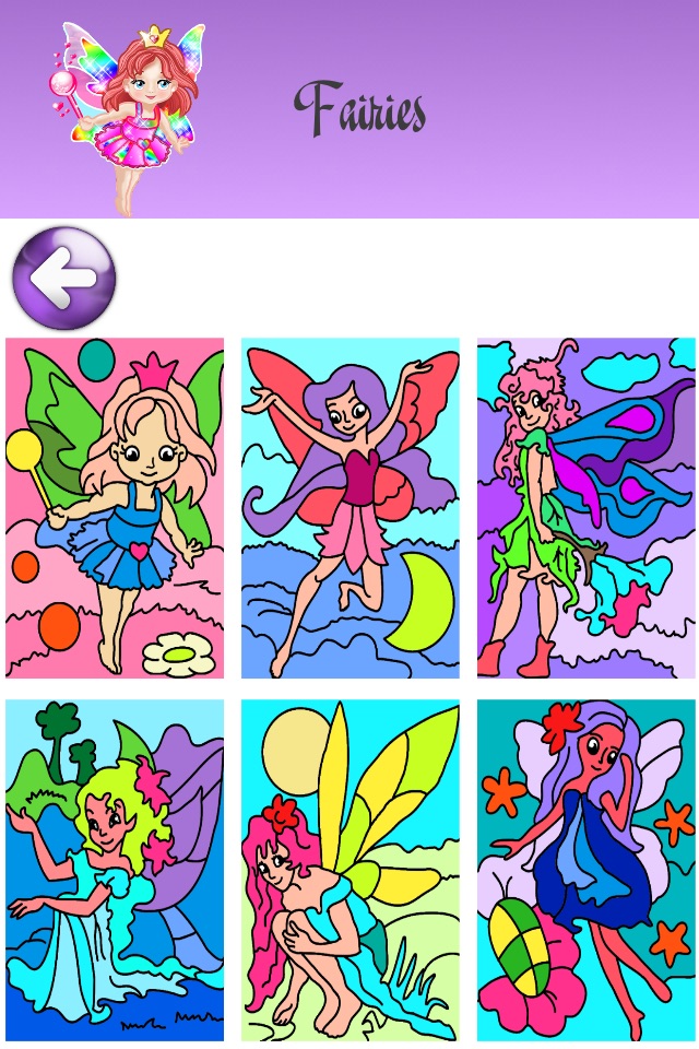 Coloring Pages with Princess Fairy for Girls - Games for little Kids & Grown Ups screenshot 3