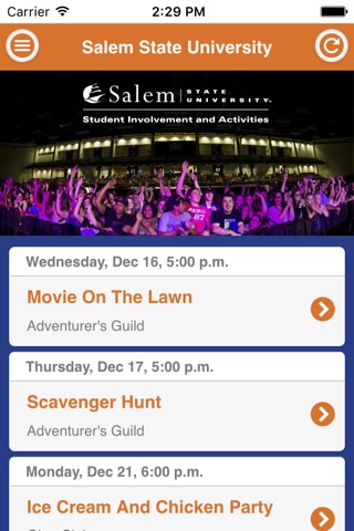 Salem State University Events screenshot 2