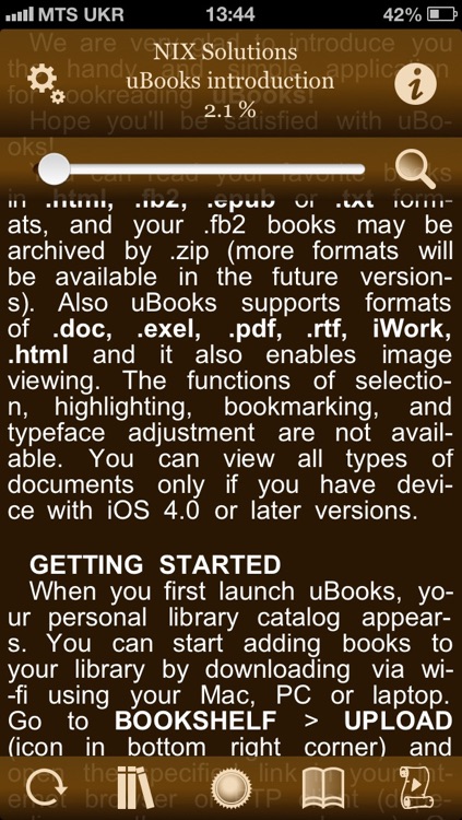 uBooks: app for reading books in fb2, epub and other popular ebook formats