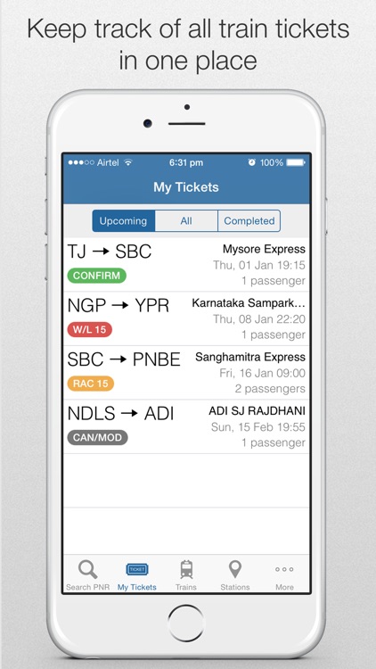 Rail Pass™ - IRCTC PNR status enquiry. Add Indian Railway train ticket to Passbook using RailPass.