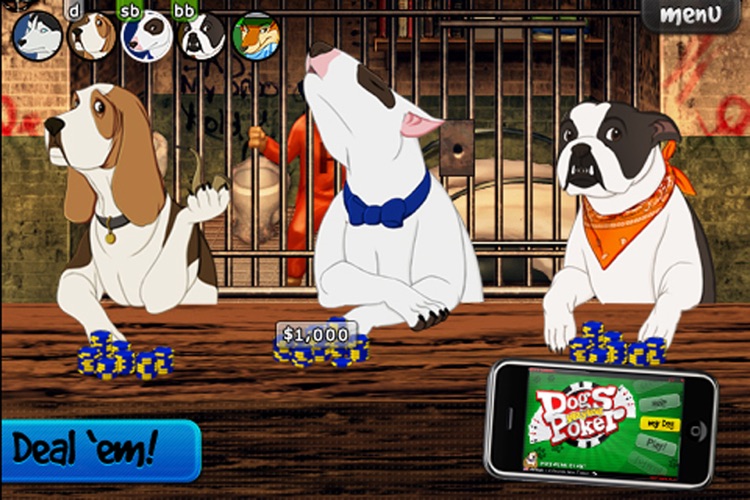 Dogs Playing Poker ~ free Texas hold'em game for all skill levels & dog lovers!