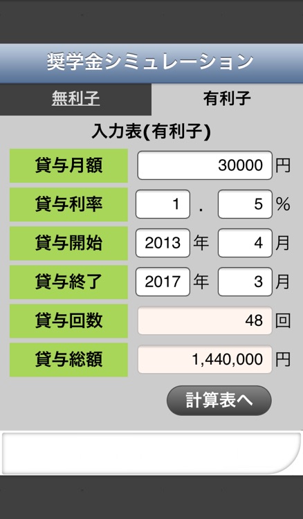 奨学金シミュレーション