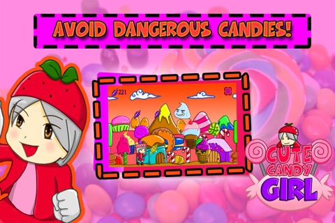 Cute Candy Girl - Bubble Gum Run in Cupcake Village screenshot 3