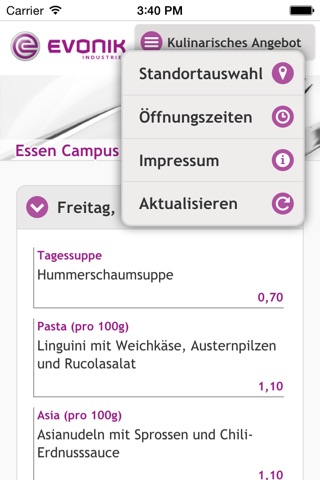 Evonik Speiseplan screenshot 3