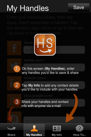 HandleShare: The easy way to share your social network handles and names screenshot 2