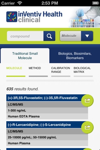 inVentiv Health Bioanalytical Assay List screenshot 2