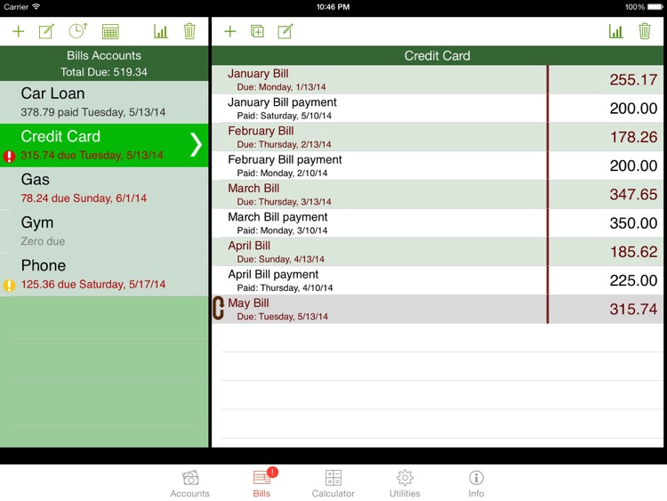 iCheckBalance for iPad: Checkbook & Bills Tracker screenshot-3