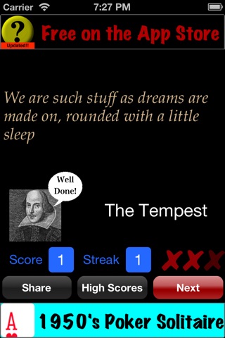 3Strike The Bard - Learn the quotes and plays of William Shakespeare screenshot 2