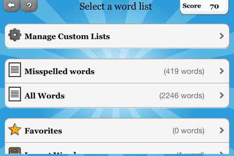 Spelling Hero - custom lists and tests screenshot 2
