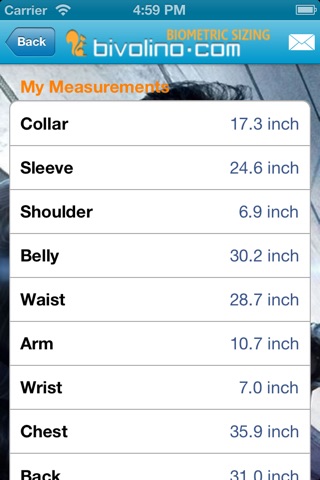 Bivolino Biometric Sizing screenshot 4