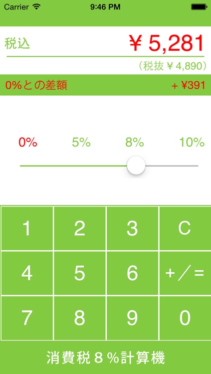 消費税8％計算機　～税抜価格から税込価格をかんたんに計算できる素敵アプリ（消費税10%にも対応）