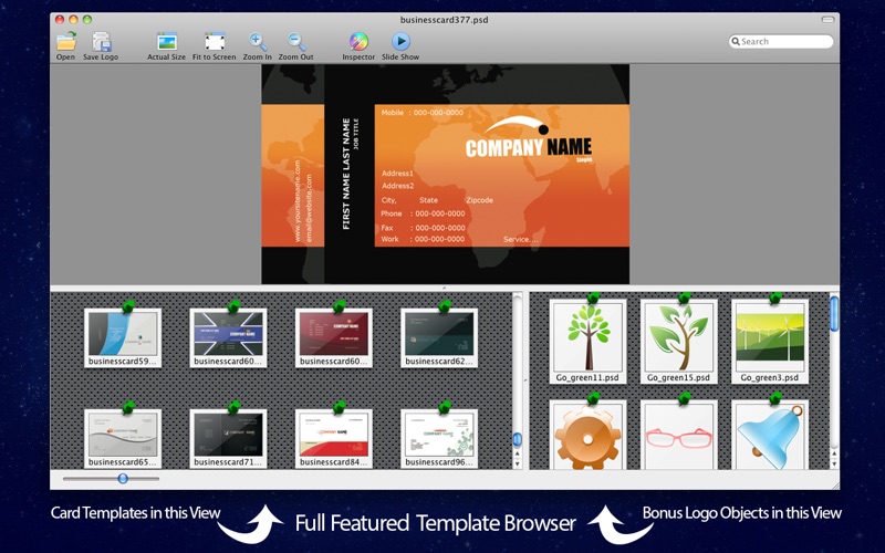 Biz Card Templates for Adobe Photoshop &amp; Elements with Logos &amp; Graphics Pack 1 thumbnail 1