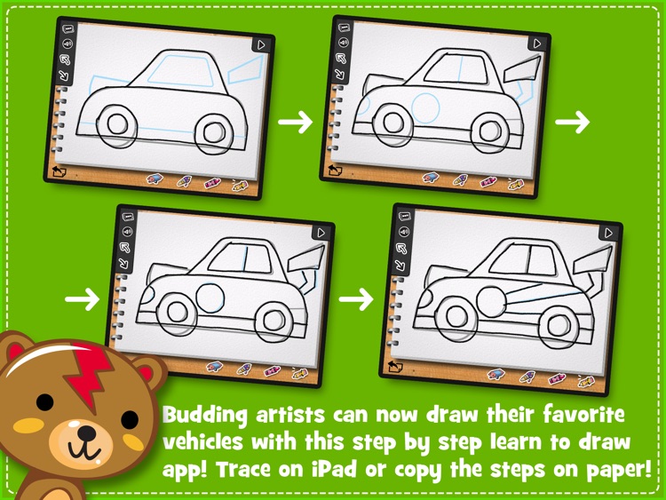 iLuv Drawing Vehicles HD - Kids learn how to draw cars, trucks, train, plane and more step by step