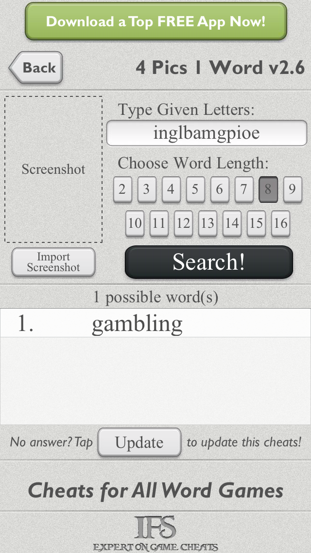How to cancel & delete Cheats for 4 Pics 1 Word & Other Word Games from iphone & ipad 1