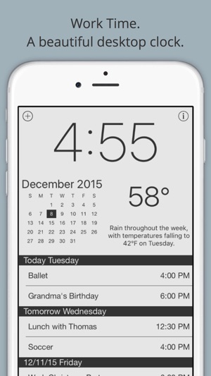 Work Time - 工作时间 - 与日历和天气优雅的桌面时钟