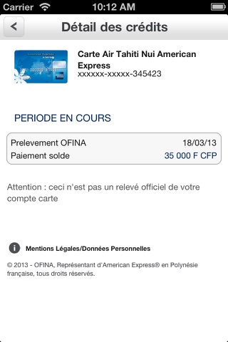 American Express Polynésie française screenshot 3