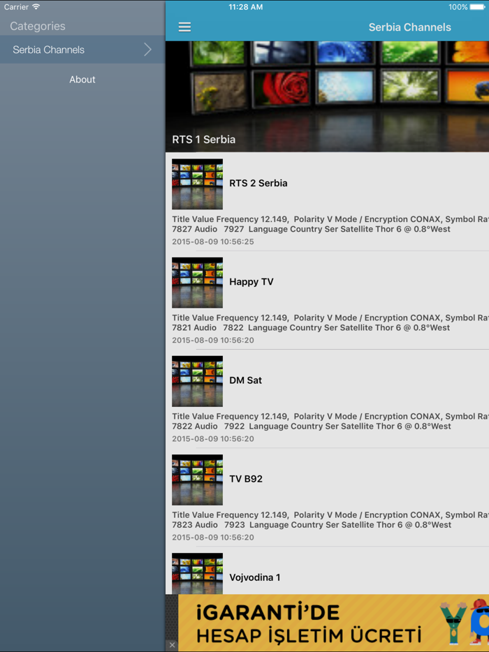 Serbia TV Channels Sat Info