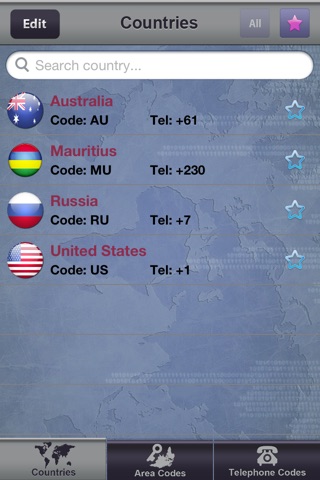 Area & Telephone Codes screenshot 2
