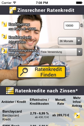 Ratenkredit vergleich screenshot 2