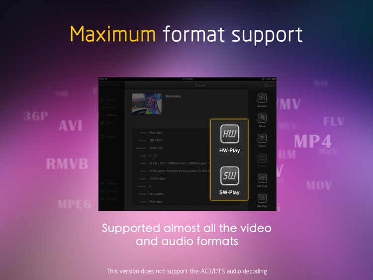 MoliPlayer Pro HD-video & music media player for iPad with DLNA/Samba/MKV/RMVB/AVI/MP3