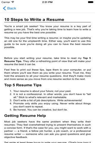 Guide to writing the perfect Curriculum Vitae (Résumé) screenshot 3