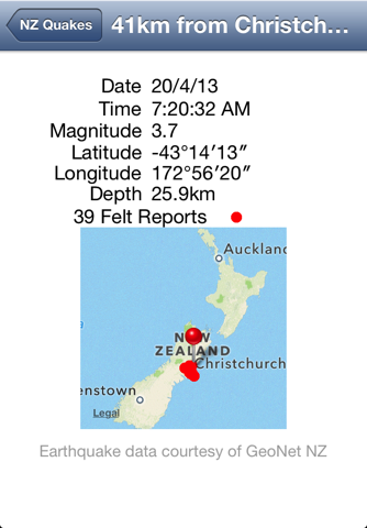 NZ Quakes screenshot 2